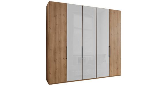 DREHTÜRENSCHRANK in Weiß, Eiche Bianco - Schieferfarben/Eiche Bianco, KONVENTIONELL, Glas/Holzwerkstoff (250/236/58cm) - Dieter Knoll