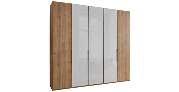 DREHTÜRENSCHRANK  in Weiß, Eiche Bianco  - Schieferfarben/Eiche Bianco, KONVENTIONELL, Glas/Holzwerkstoff (250/236/58cm) - Dieter Knoll