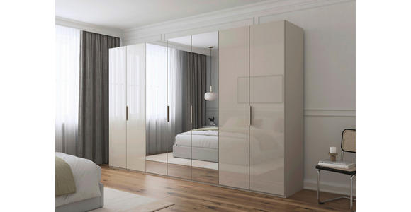 DREHTÜRENSCHRANK 350/223/61 cm,  in Champagner, 7-türig  - Champagner, Basics, Glas/Holzwerkstoff (350/223/61cm) - Novel