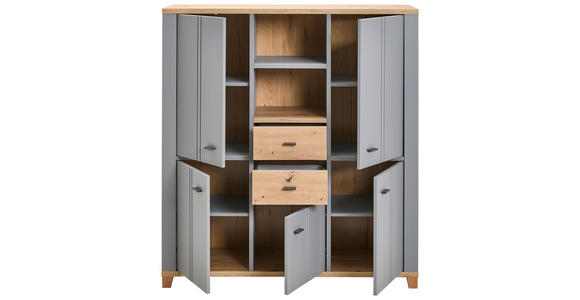 HIGHBOARD Grau, Eiche Artisan  - Graphitfarben/Eiche Artisan, KONVENTIONELL, Holzwerkstoff/Kunststoff (136/149/40cm) - Hom`in