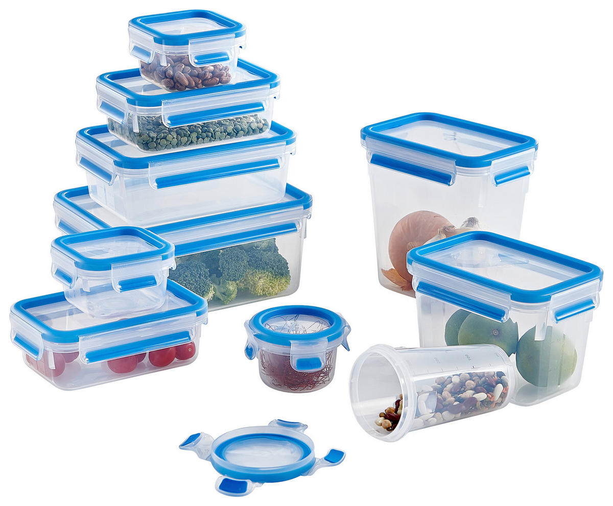 SADA KRABIČEK NA POTRAVINY,  - čiré/světle modrá, Basics, plast - Emsa