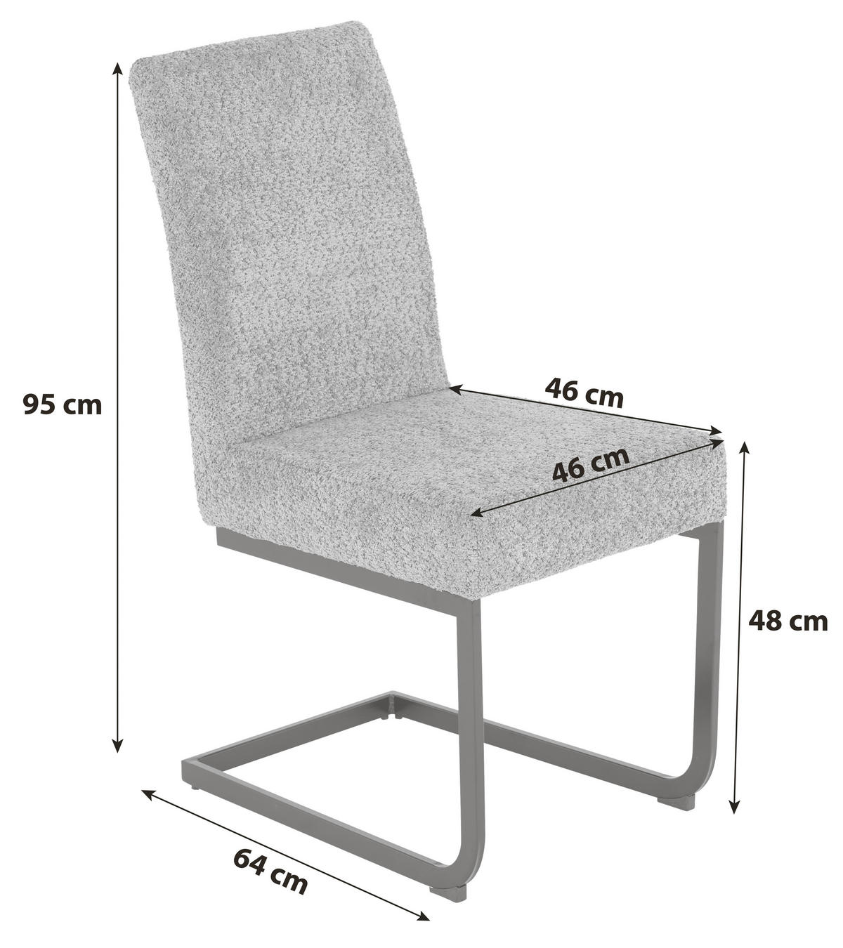 STOLICA  siva  metal, tekstil      - siva/crna, Moderno, metal/tekstil (46/95/64cm) - MID.YOU