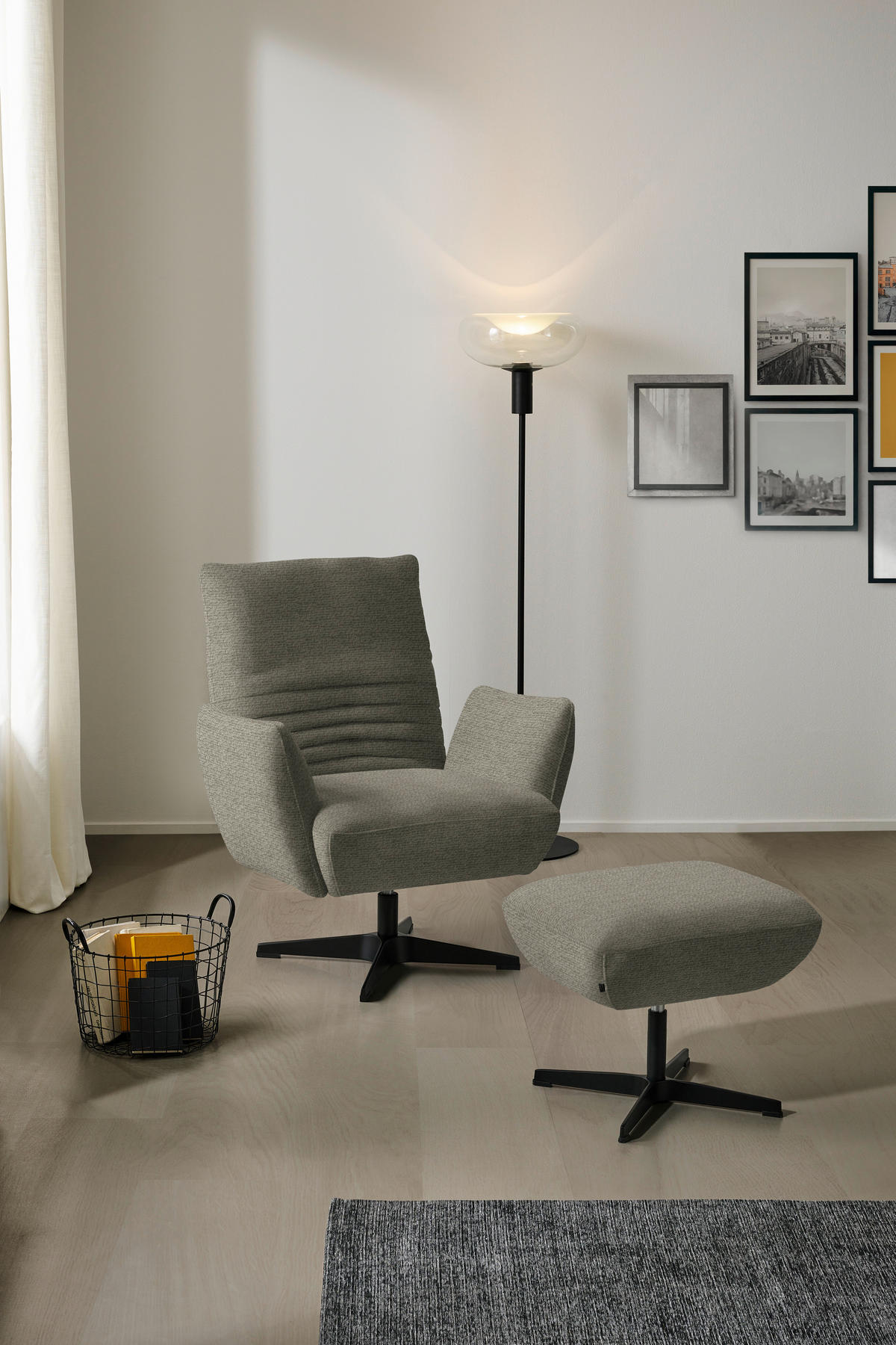 SESSEL in Chenille Graubraun  - Graubraun/Schwarz, Design, Textil/Metall (60/94/86cm) - Dieter Knoll