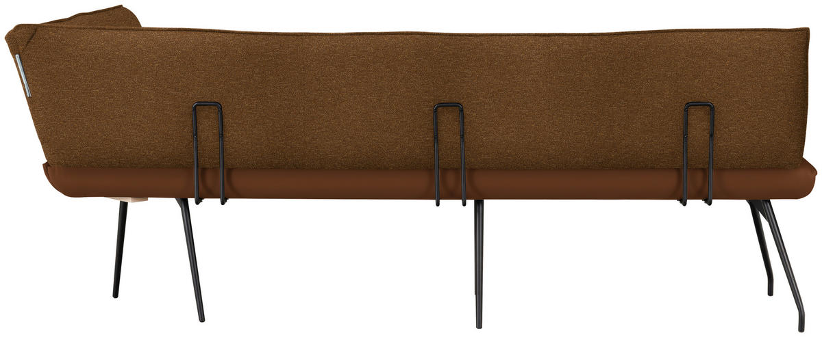 ECKBANK 225/165 cm  in Rostfarben  - Rostfarben/Schwarz, Design, Textil/Metall (225/165cm) - Moderano