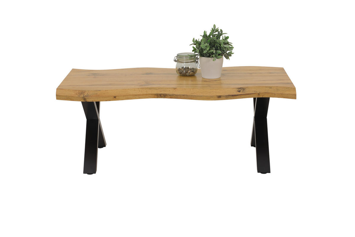 COUCHTISCH 110/60/42 cm rechteckig Schwarz, Wildeiche  - Wildeiche/Schwarz, Basics, Holzwerkstoff/Metall (110/60/42cm) - Boxxx