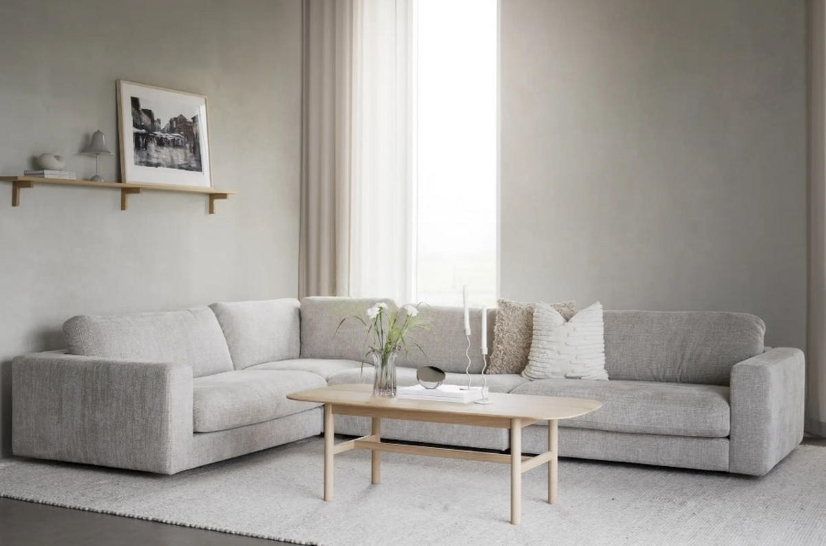 SOFFA i ljusgrå  - ljusgrå/svart, Klassisk, metall/trä (345/78/233cm) - Rowico