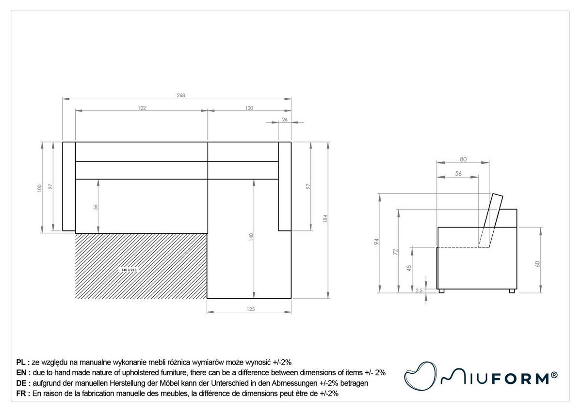 ECKSOFA  in Taupe  268/184 cm  - Taupe/Schwarz, Design, Kunststoff/Textil (268/184cm) - MID.YOU
