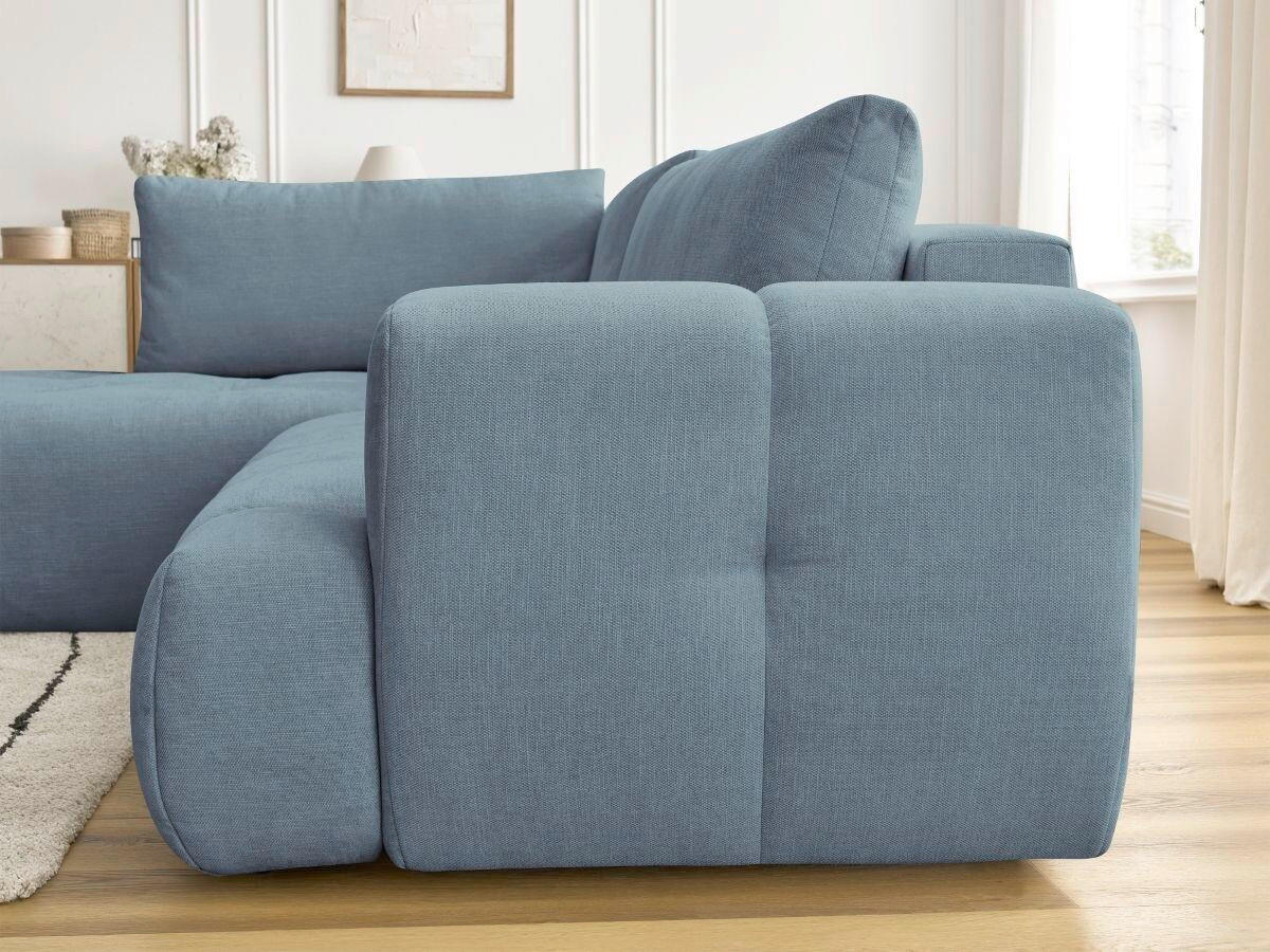 ECKSCHLAFSOFA FUJI Leinenoptik Hellblau  inkl.  - Schwarz/Hellblau, MODERN, Kunststoff/Textil (204/282cm)