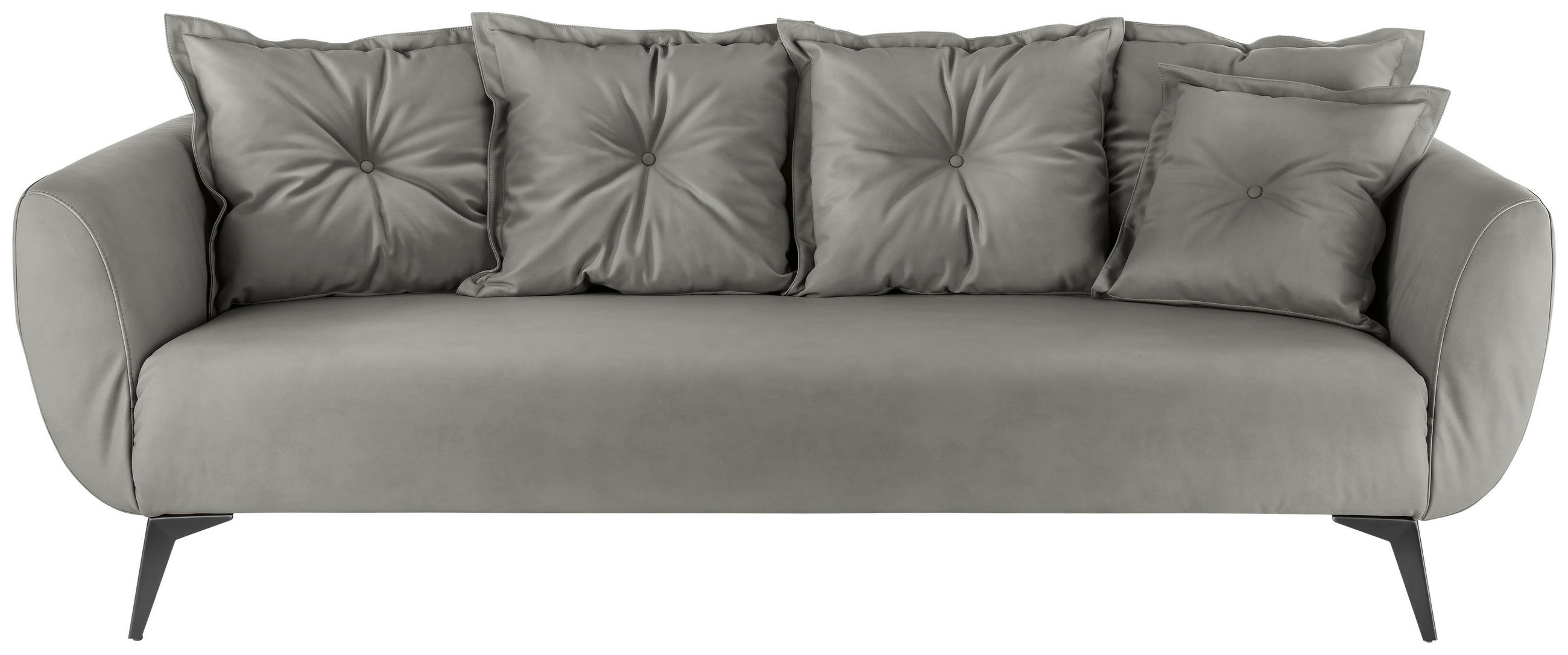 3-SITZER-SOFA Lederlook Grau  - Schwarz/Grau, Modern, Textil/Metall (236/94/103cm) - Livetastic