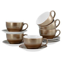 CAPPUCCINOTASSE MIT UNTERTASSE Golden Days Weiß    - Goldfarben/Weiß, Basics, Keramik - Creatable