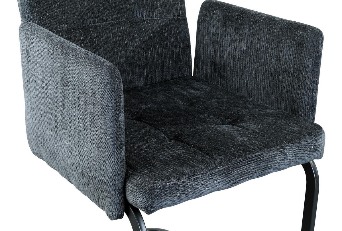 ARMLEHNSTUHL  in Eisen Webstoff  - Dunkelgrau/Schwarz, Modern, Textil/Metall (52/91/59,5cm) - MID.YOU