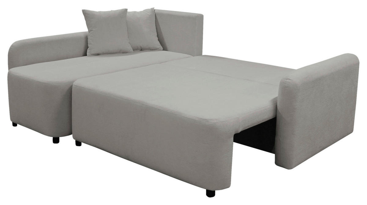 ECKSOFA STERN Taupe Bouclé Zierkissen, Rückenkissen, Bettkasten  - Taupe/Schwarz, Design, Kunststoff/Textil (152/207cm) - MID.YOU