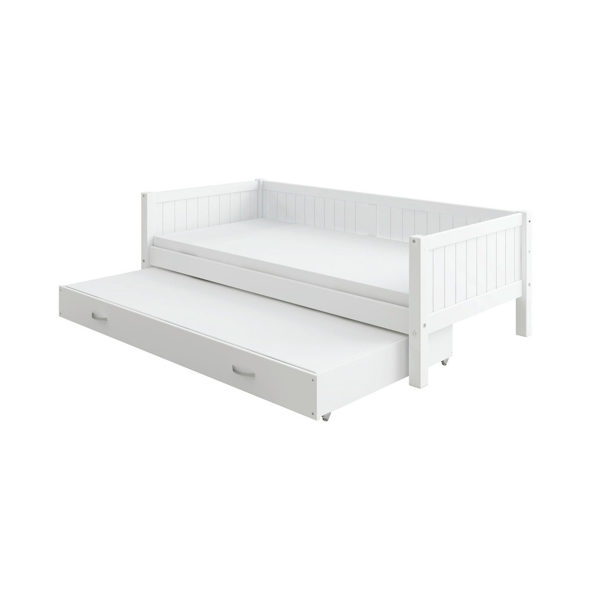 AUSZIEHBETT 90/200 cm,  in Weiß, Rollrost für Zusatzbett, Rollrost für Hauptbett  - Weiß, MODERN, Holz (90/200cm) - Chameo