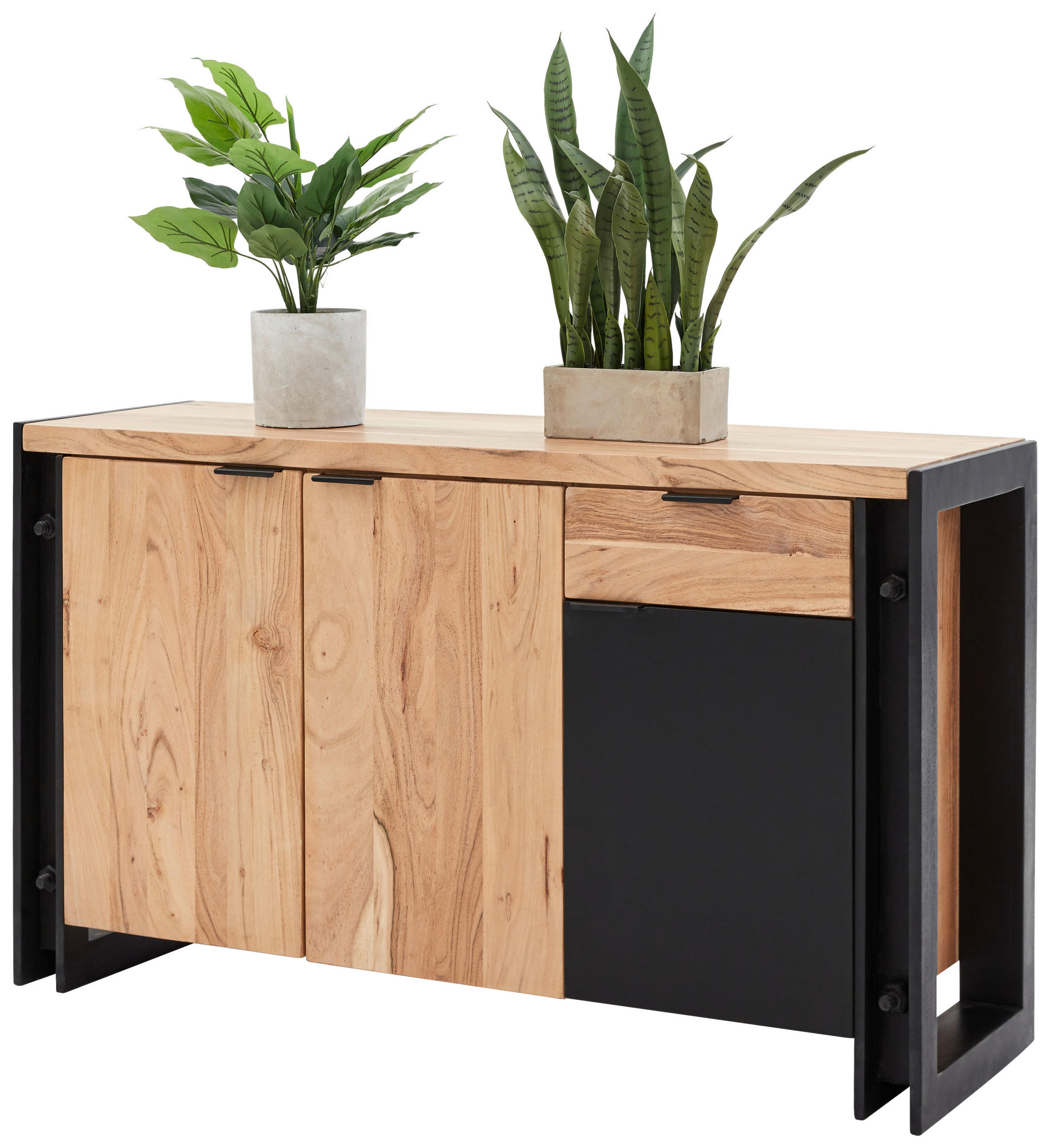 SIDEBOARD 135/80/45 cm  - svart/naturfärgad, Lifestyle, metall/trämaterial (135/80/45cm) - Zandiara