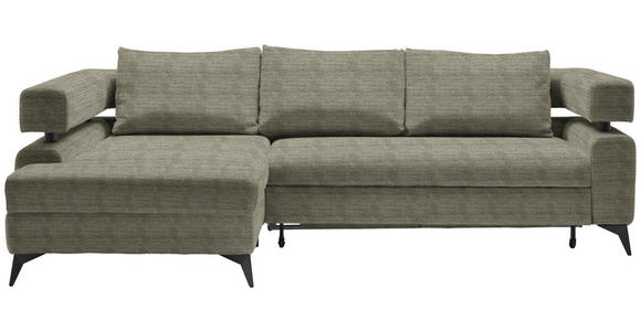 ECKSOFA in Chenille Olivgrün  - Schwarz/Olivgrün, KONVENTIONELL, Textil/Metall (184/265cm) - Hom`in