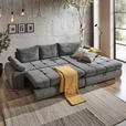 ECKSOFA in Flachgewebe Grau  294/173 cm  - Chromfarben/Weiß, Design, Kunststoff/Textil (294/173cm) - Carryhome
