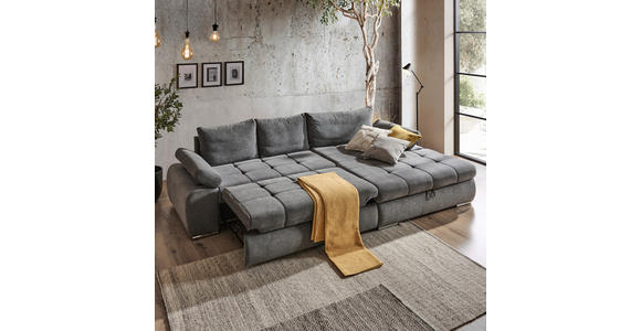 ECKSOFA in Flachgewebe Grau  294/173 cm  - Chromfarben/Weiß, Design, Kunststoff/Textil (294/173cm) - Carryhome