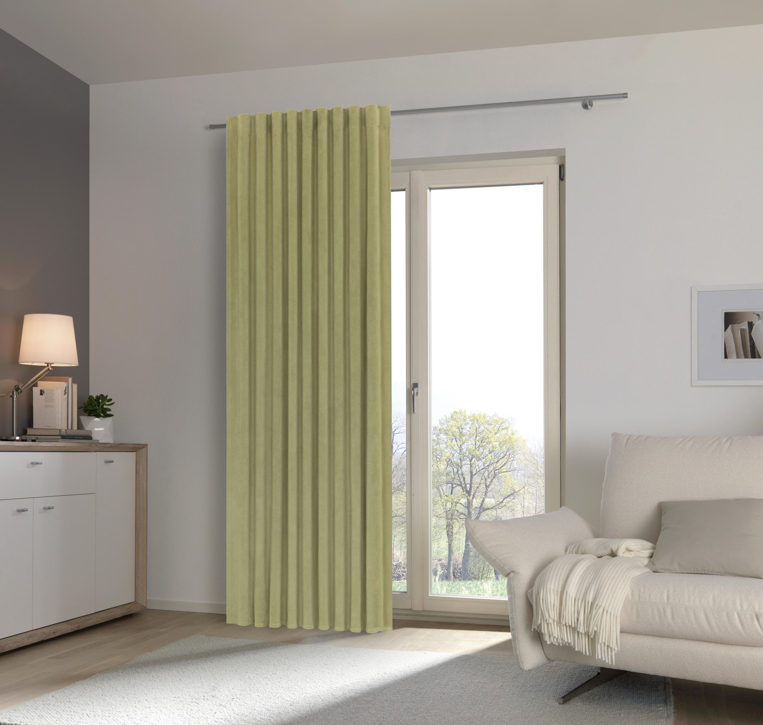 HOTOVÝ ZÁVĚS, 140/245 cm - zelená, Basics, textil (140/245cm) - Esposa