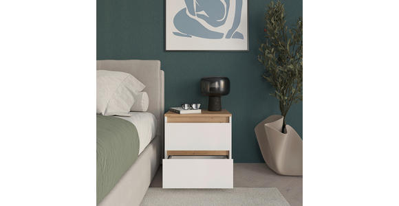 NACHTKÄSTCHEN 50/50/38 cm  in Weiß, Eiche Artisan  - Schwarz/Weiß, MODERN, Holzwerkstoff/Kunststoff (50/50/38cm) - Carryhome