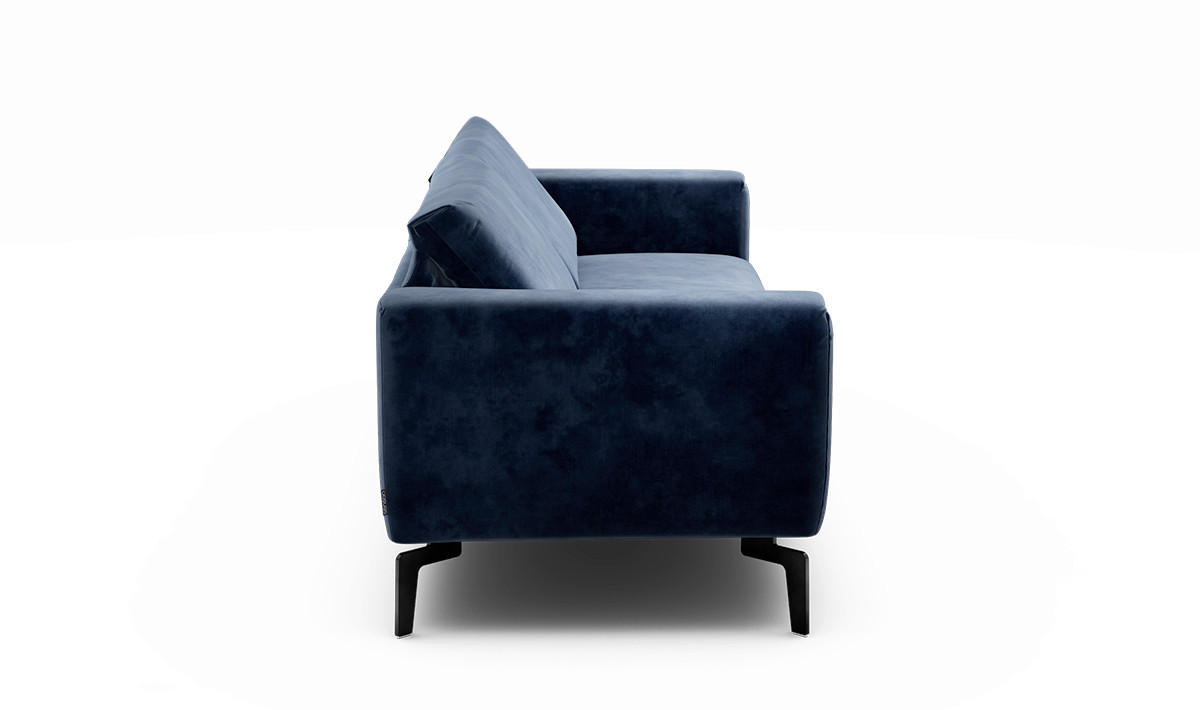 2,5-SITZER Samt Dunkelblau  - Schwarz/Dunkelblau, Design, Textil/Metall (220/86/86-94cm) - SENSOO