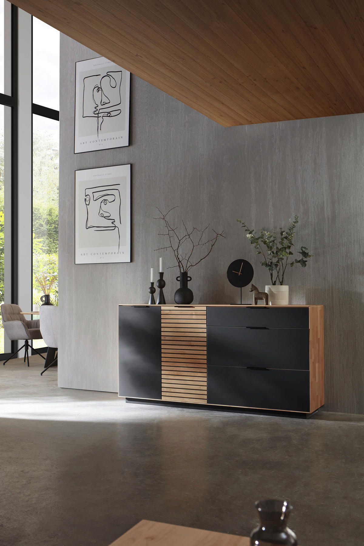 SIDEBOARD Erlefarben  181,9/87,9/45,2 cm  - Dunkelgrau/Erlefarben, Natur, Holz/Metall (181,9/87,9/45,2cm) - Valdera
