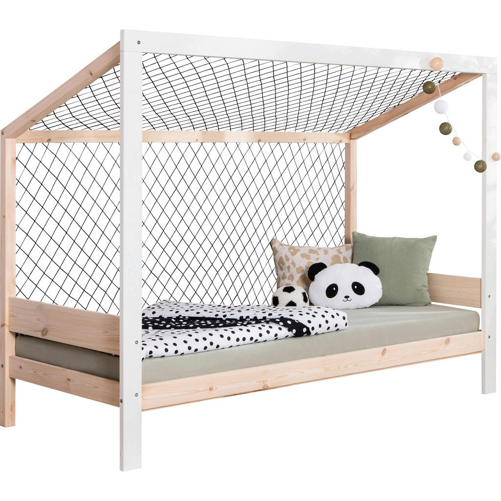 Thumbnail - Mid.you Bodenbett, Natur, Weiß, Textil, Birke,Kiefer, Schichtholz,massiv, H2, Höhe ca. 12 cm, 90x200 cm, Himmelfunktion,...