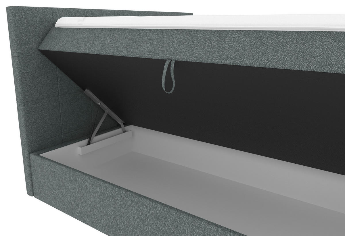 BOXBETT 180/200 cm,  in Grau, Bettkasten, Topper, Matratzen, H3 = fest  - Grau, KONVENTIONELL, Kunststoff/Textil (180/200cm) - Boxxx