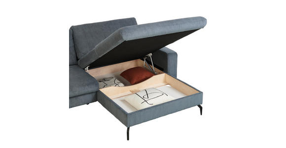 ECKSOFA in Cord Graphitfarben - Schwarz/Graphitfarben, Design, Textil/Metall (302/180cm) - Venda