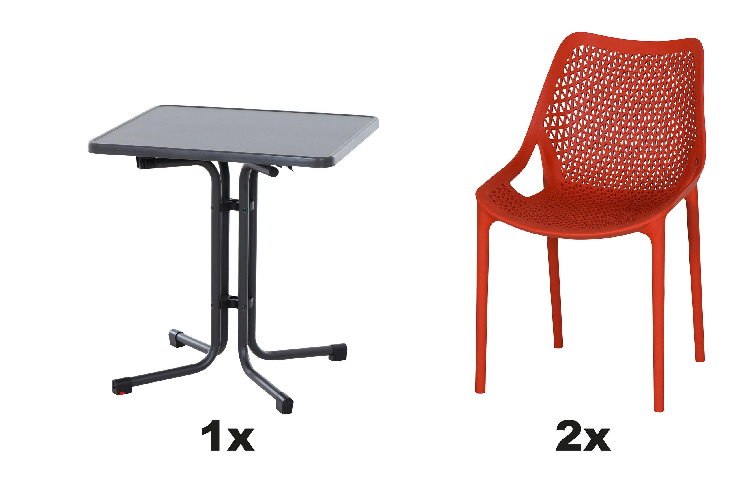GARTENGARNITUR 3-teilig  - Anthrazit/Rot, Basics, Holzwerkstoff/Kunststoff (70/81/70cm) - Siena Garden
