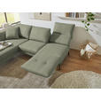 ECKSOFA  in Flachgewebe Salbeigrün Armteilverstellung, Relaxfunktion, Drehsitzfunktion  175-224/255-365 cm  - Salbeigrün/Schwarz, Design, Textil/Metall (175-224/255-365cm) - Dieter Knoll