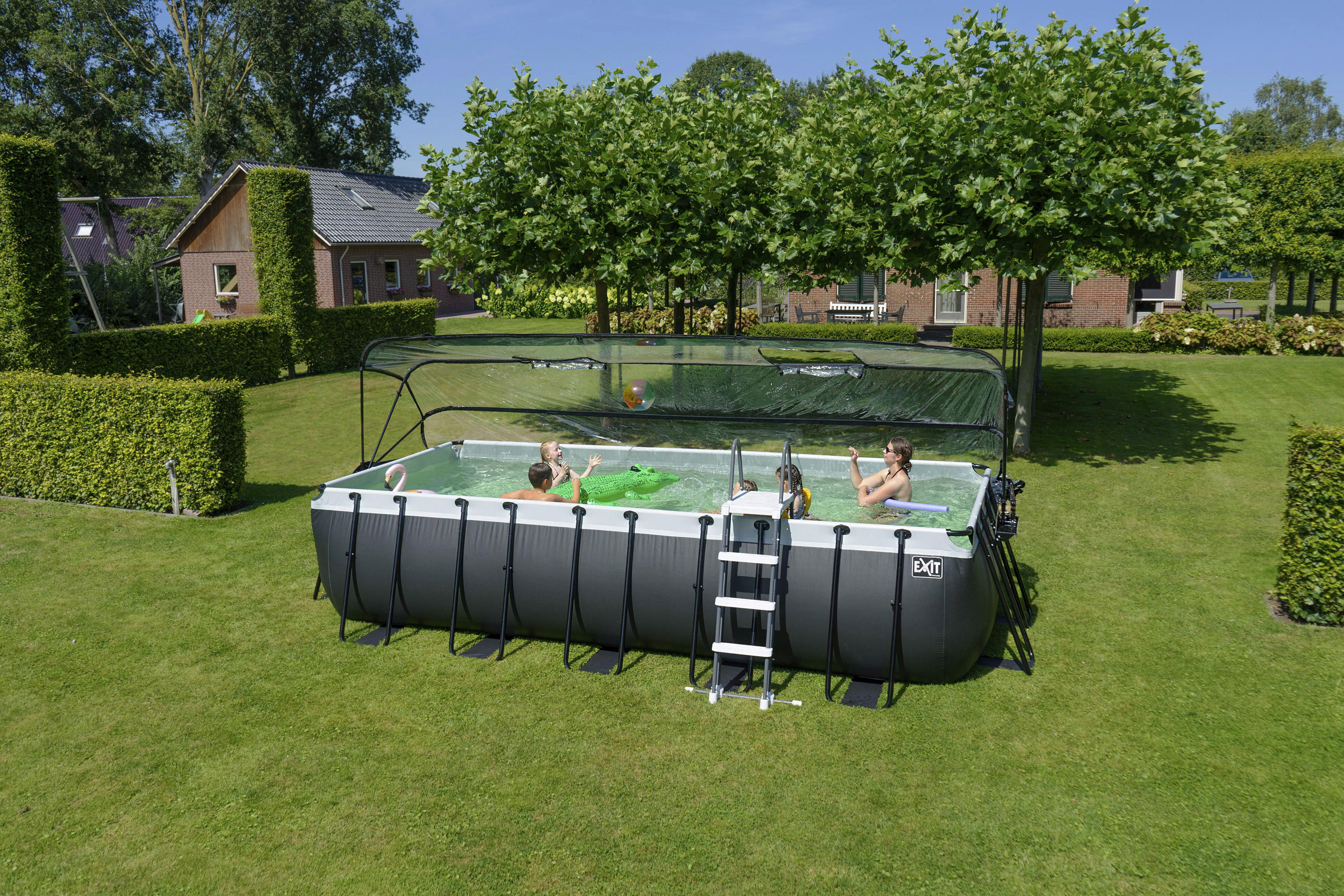 POOL-SET BLACK 540/250/122 cm  - Schwarz, KONVENTIONELL, Metall (540/250/122cm) - EXIT Toys