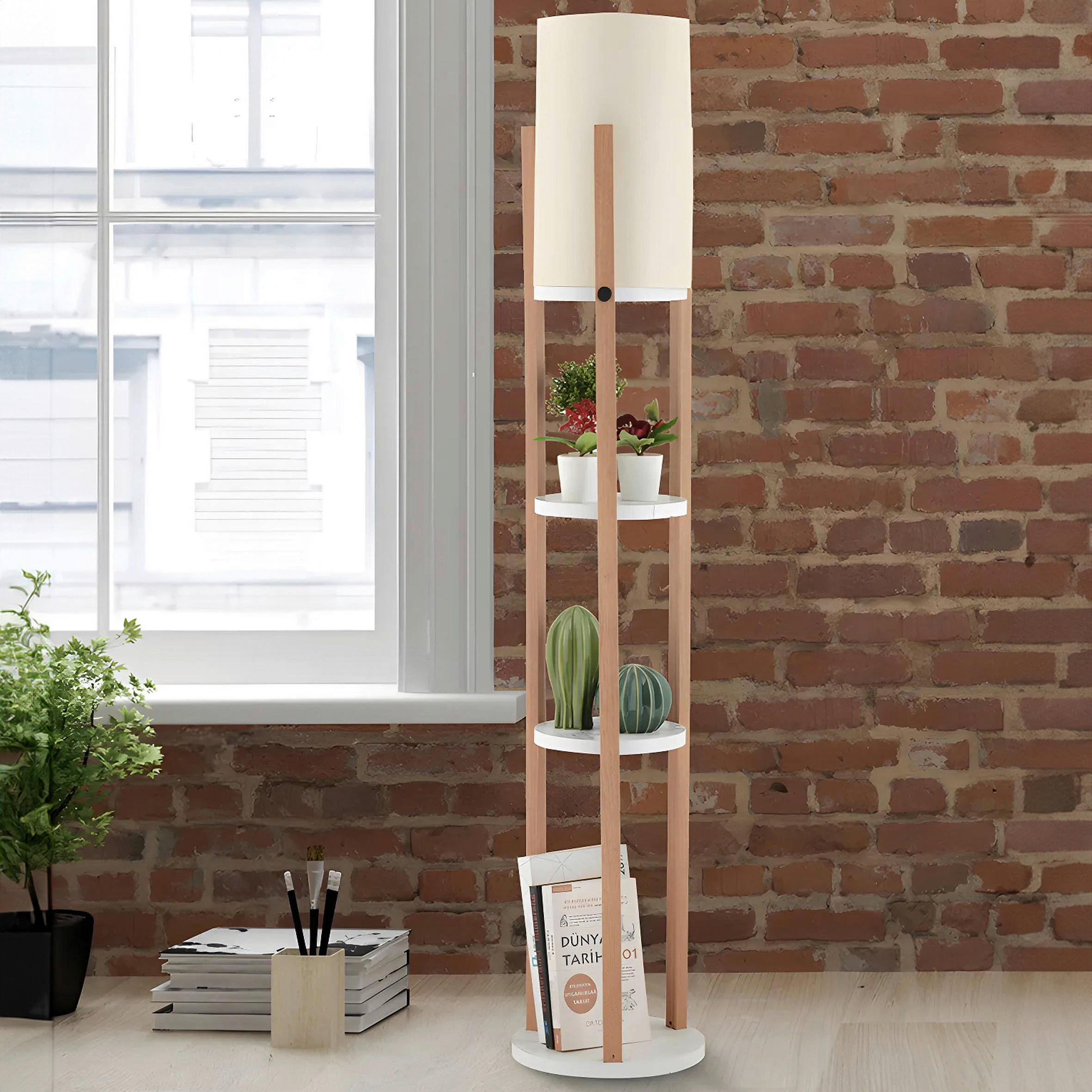 STEHLEUCHTE 21/135 cm    - Creme/Weiß, Design, Holzwerkstoff/Kunststoff (21/135cm) - P & B