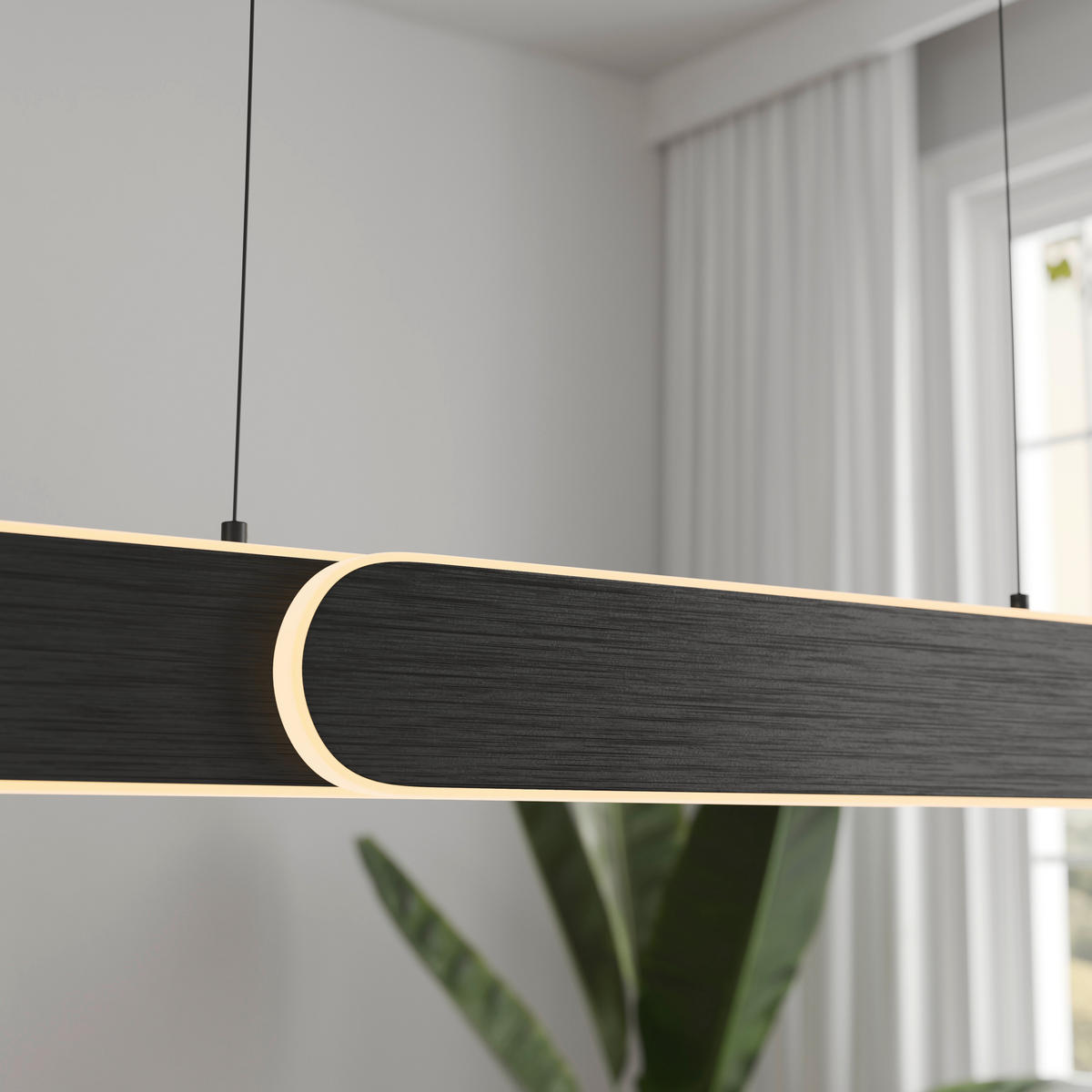 LED-HÄNGELEUCHTE Otis Linear 115/7,5/150 cm   - Schwarz, Design, Metall (115/7,5/150cm) - Dieter Knoll
