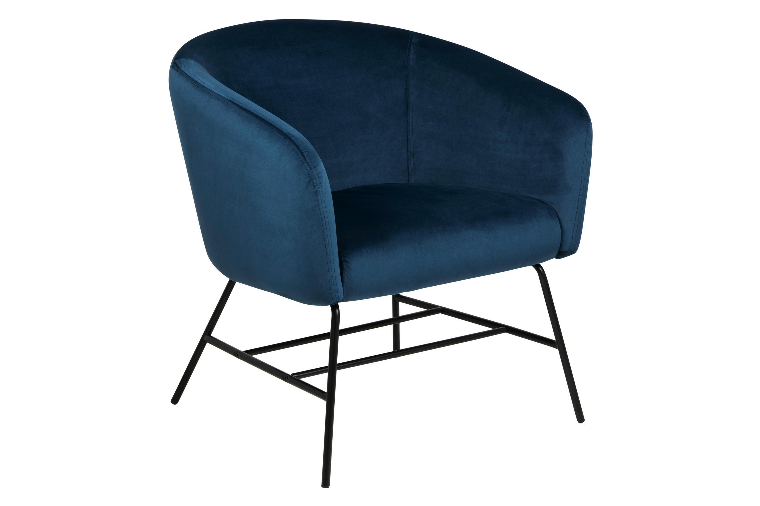 Sessel in Metall, Textil Blau, Schwarz