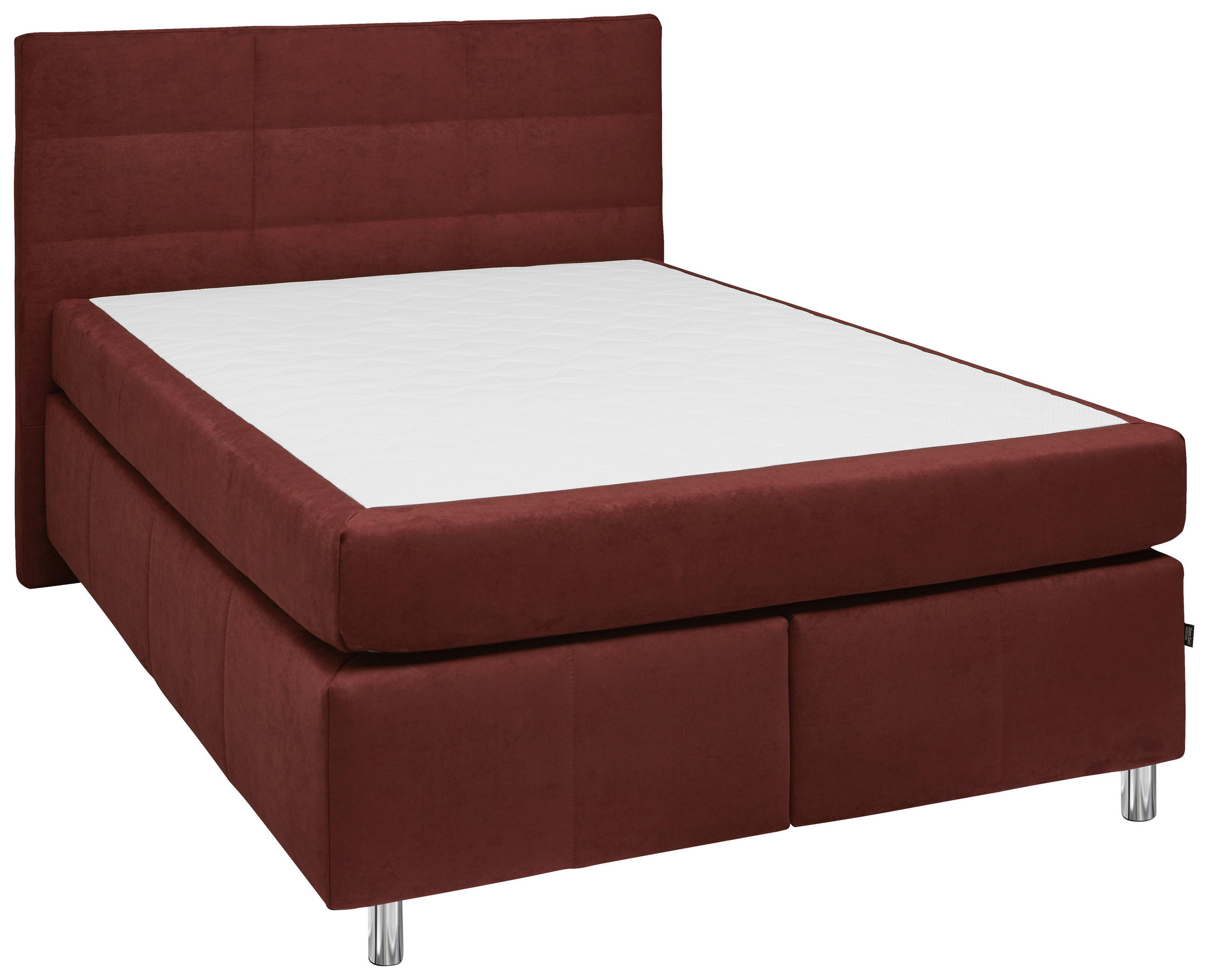 BOXSPRINGBETT 140/200 cm  in Rotbraun  - Rotbraun/Alufarben, KONVENTIONELL, Textil/Metall (140/200cm) - Dieter Knoll