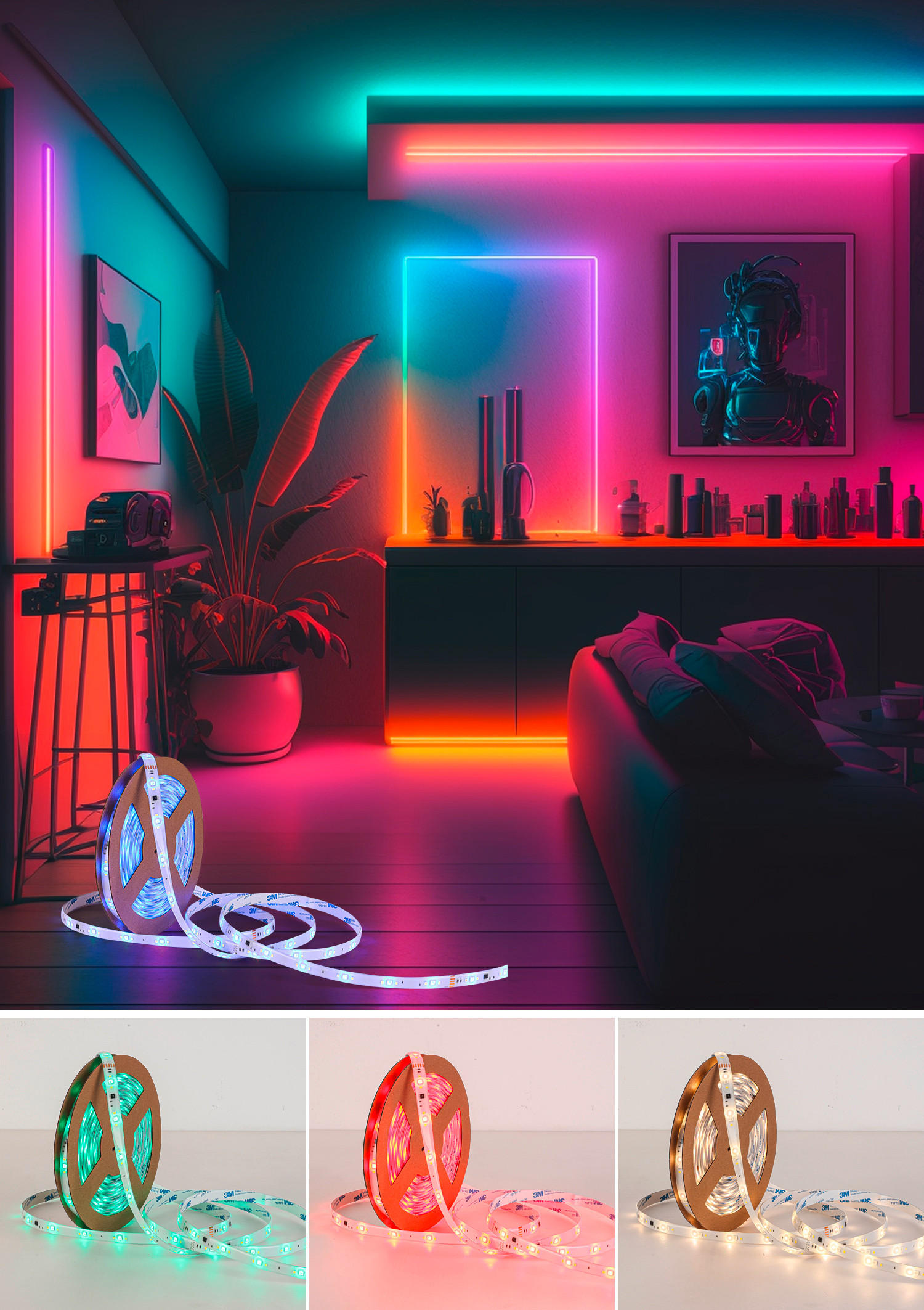 LED-STRIP Rainbow 1000 cm   - Weiß, Basics, Kunststoff (1000cm) - Boxxx