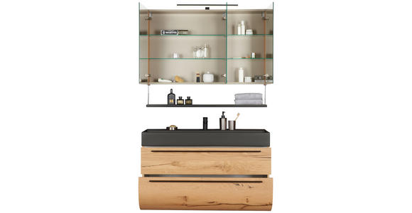 BADEZIMMER 120 cm  - Eichefarben/Schwarz, MODERN, Glas/Holz (120cm) - Dieter Knoll