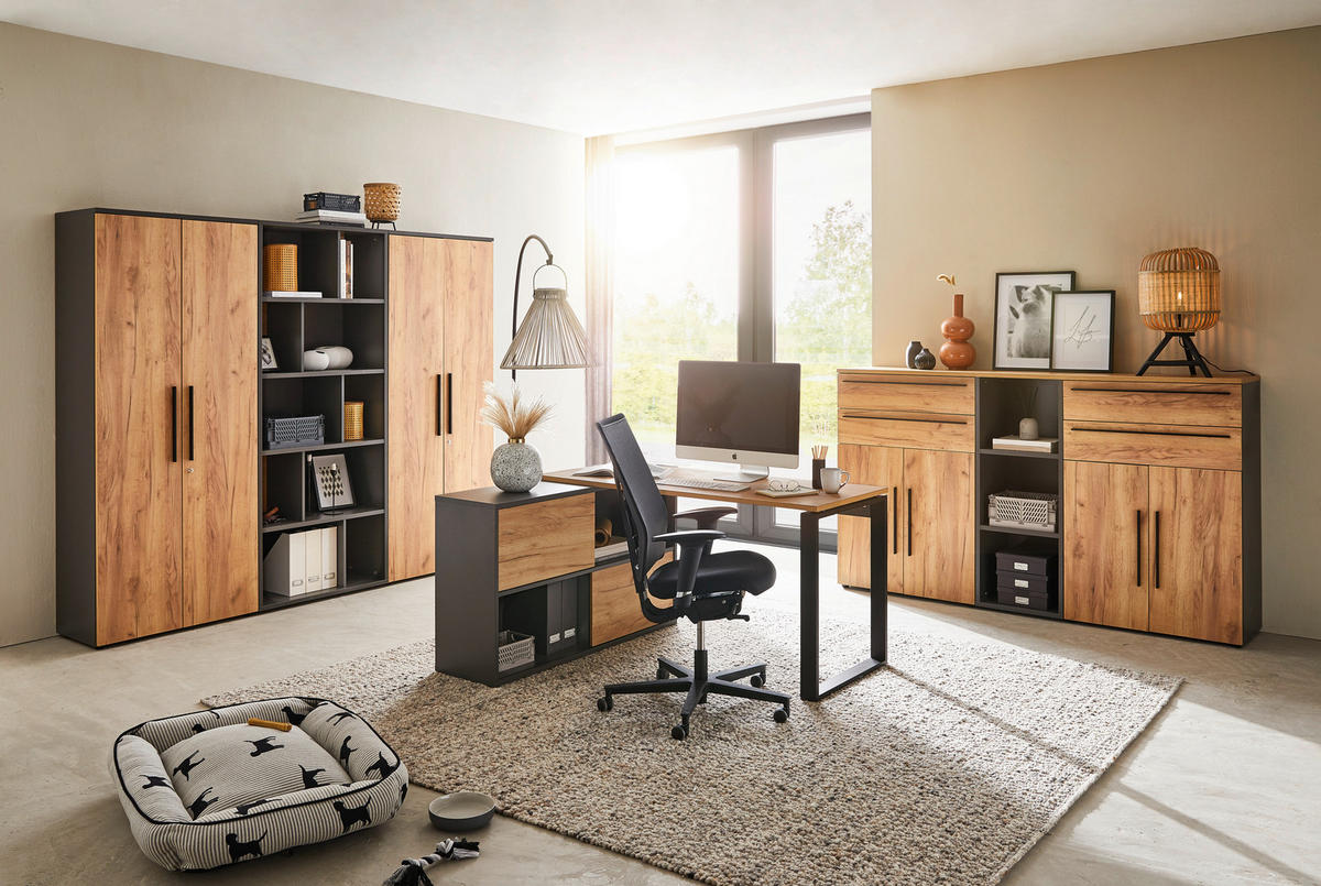 AKTENSCHRANK Graphitfarben, Eichefarben  - Eichefarben/Graphitfarben, MODERN, Holzwerkstoff (80/197/40cm) - Novel