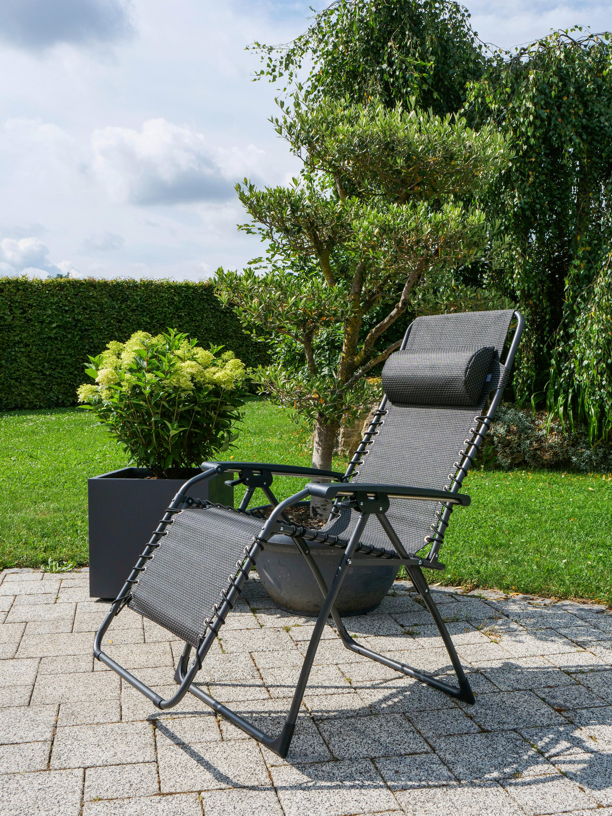 GARTEN-RELAXSESSEL 71/131/75 cm  - Anthrazit/Beige, KONVENTIONELL, Kunststoff/Textil (71/131/75cm)