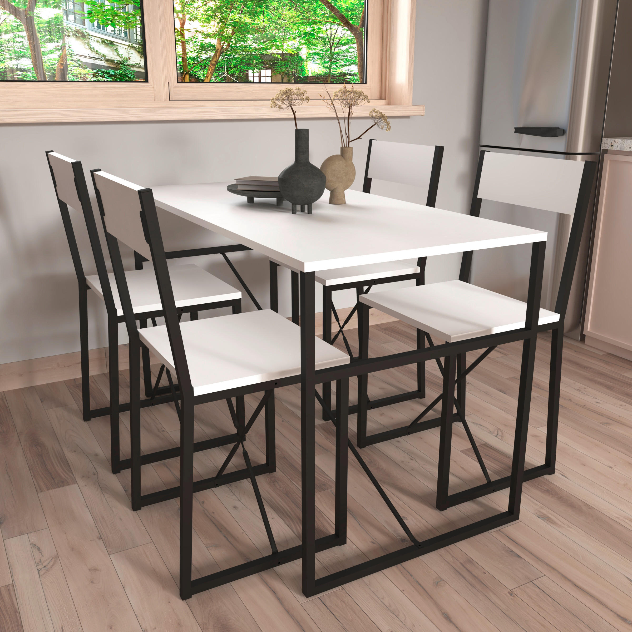 MATBORD i trämaterial 120/52,7/84,7 cm   - vit/svart, Design, metall/trämaterial (120/52,7/84,7cm) - MID.YOU