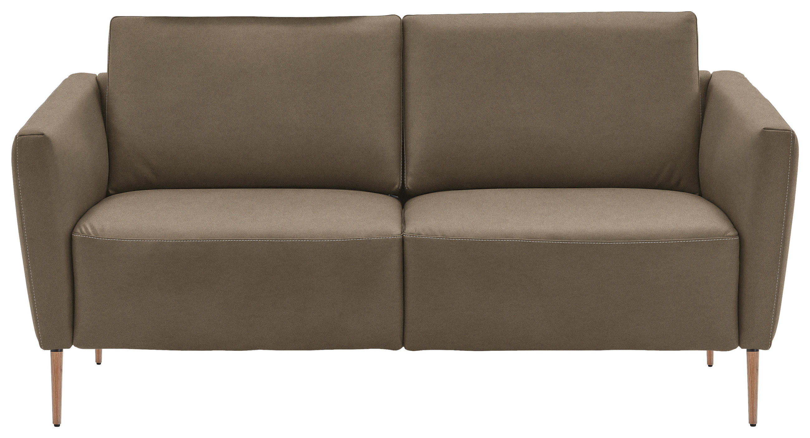 2-SITZER-SOFA  in Echtleder Hellbraun   - Hellbraun/Eichefarben, Natur, Leder/Holz (182/86/87cm) - Valnatura
