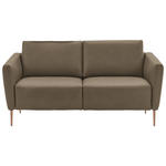 2-SITZER-SOFA  in Echtleder Hellbraun   - Hellbraun/Eichefarben, Natur, Leder/Holz (182/86/87cm) - Valnatura