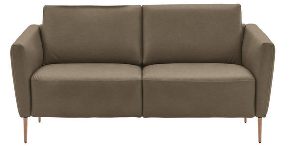 2-SITZER-SOFA  in Echtleder Hellbraun   - Hellbraun/Eichefarben, Natur, Leder/Holz (182/86/87cm) - Valnatura