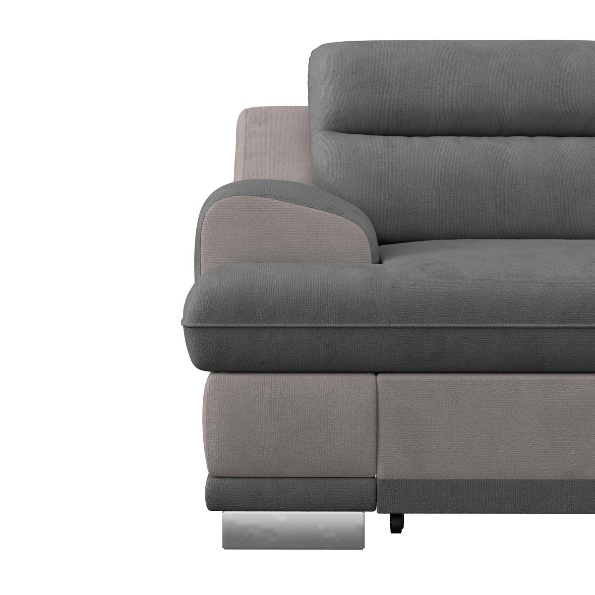 WOHNLANDSCHAFT in Velours Grau, Dunkelgrau  - Chromfarben/Dunkelgrau, Konventionell, Textil/Metall (264/217cm) - MID.YOU