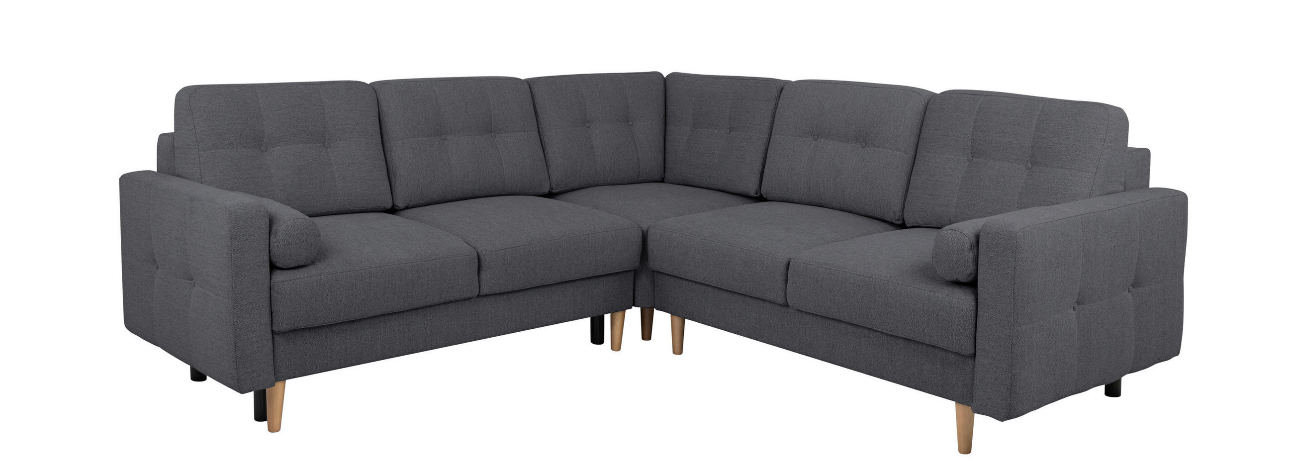 ECKSOFA in Dunkelgrau - Dunkelgrau/Buchefarben, Design, Holz/Textil (242/242cm) - MID.YOU