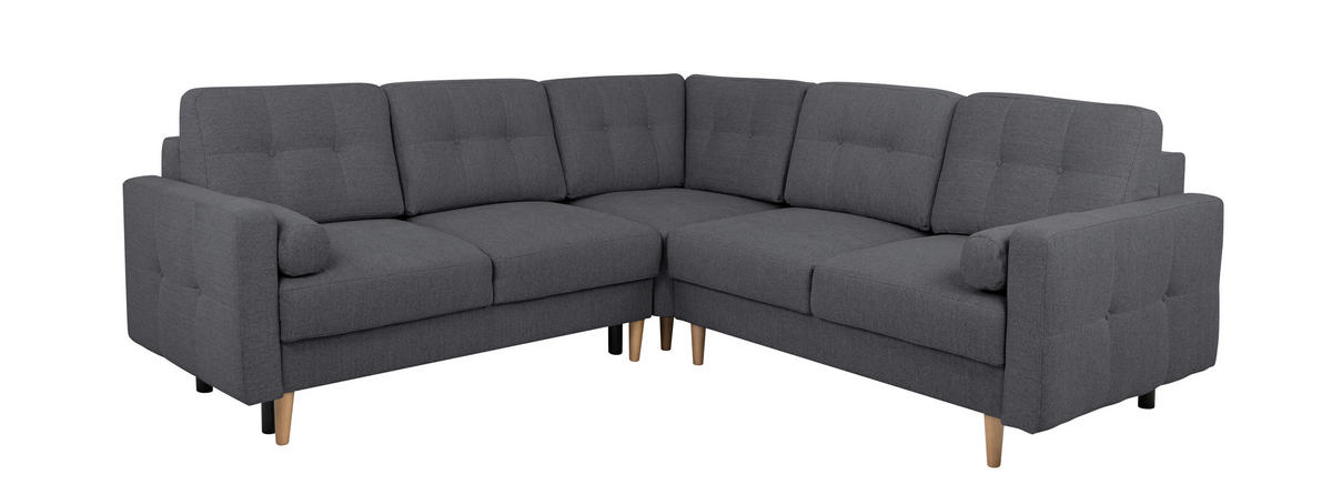 ECKSOFA in Dunkelgrau  - Dunkelgrau/Buchefarben, Design, Holz/Textil (242/242cm) - MID.YOU