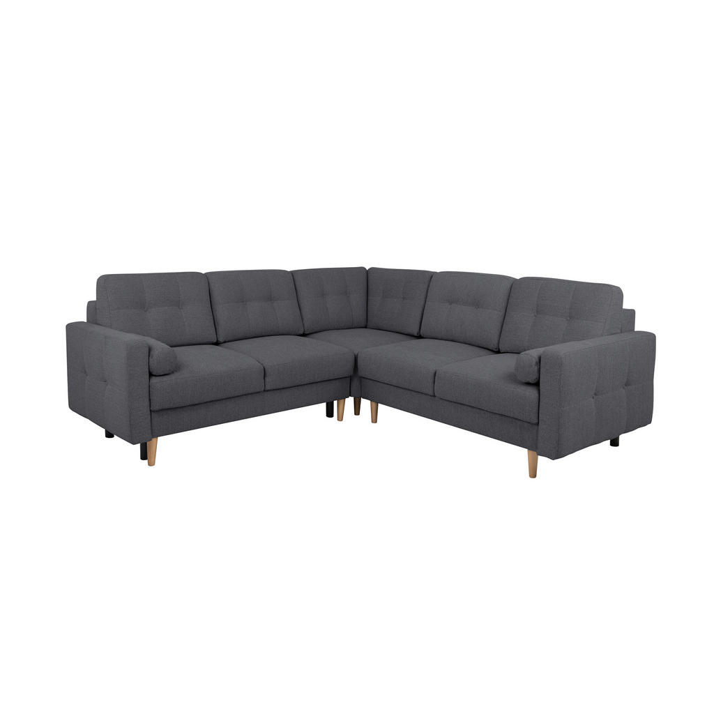 Thumbnail - Mid.you Ecksofa Noret, Dunkelgrau, Textil, Birke, Buche, Hartholz, 5-Sitzer, Füllung: Polyurethan (PUR),Silikon, Schaums...