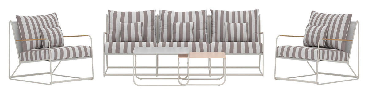 LOUNGEGRUPP stål  - vit/beige, Klassisk, metall/textil