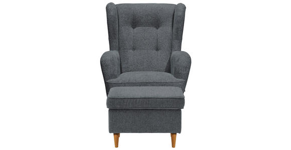 OHRENSESSEL in Webstoff Anthrazit, Eiche Wotan - Anthrazit/Eiche Wotan, Basics, Holz/Textil (78/102/98cm) - Carryhome