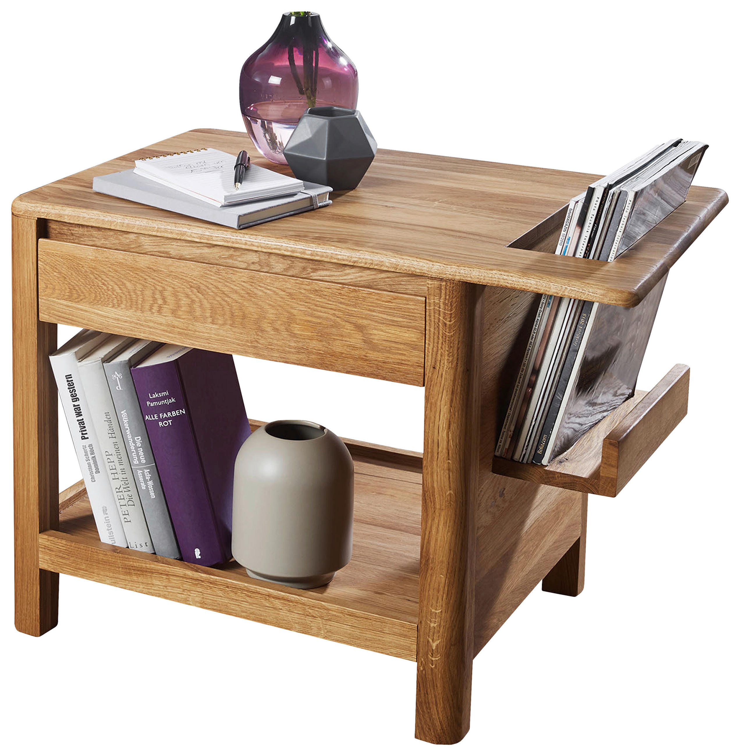 BEISTELLTISCH 70/40/50 cm Eiche vollmassiv Eichefarben rechteckig  - Eichefarben, Basics, Holz (70/40/50cm)